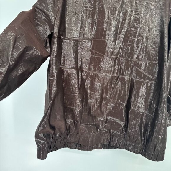 Chicos 3 Womens Size XL Brown iridescent rain Jacket Pockets hidden hood - Picture 13 of 13